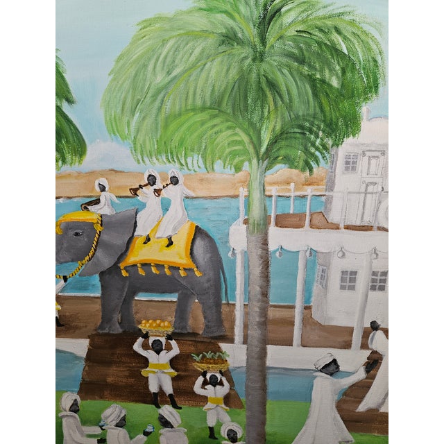 Textile Rare Folk Art Painting of Procession on the Nile by Mari Boies Watts From Oldwick Nj For Sale - Image 7 of 9