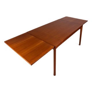 Mid-Century Danish Modern Expansion Dining Table in Teak W/ Stow in Table Leaves Attributed to Henning Kjaernulf for Vejle Stole , Denmark, C. 1960s For Sale