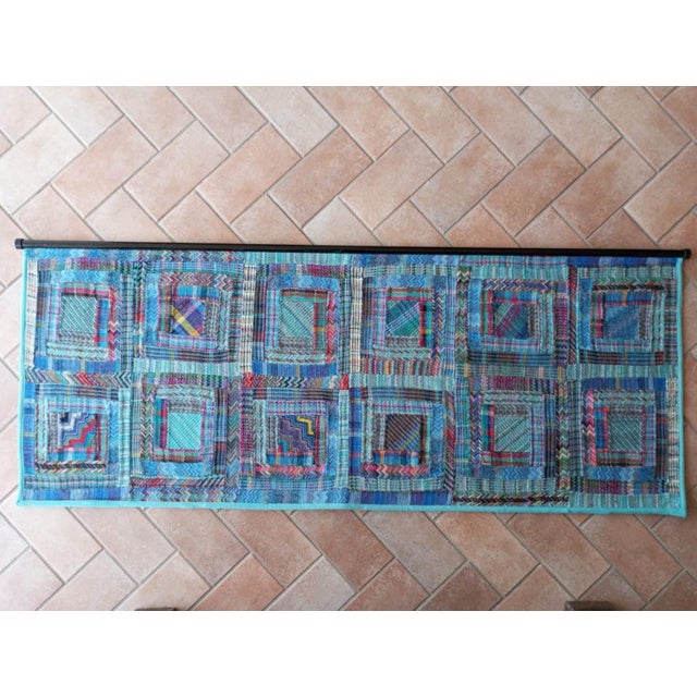 Blue Hanging Tapestry from Missoni, Italy, 1980s For Sale - Image 10 of 11