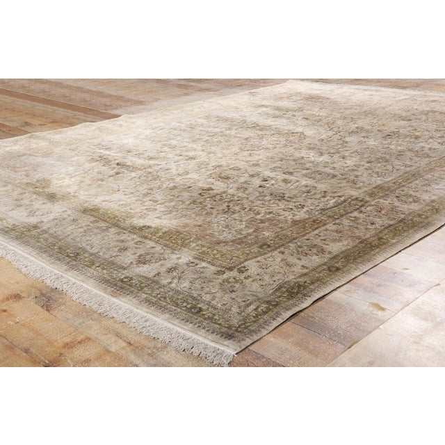 Taupe Vintage Persian Silk Qum Rug - 08'00 X 11'01 For Sale - Image 8 of 10