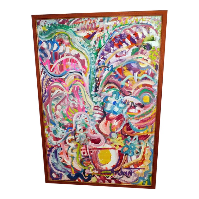 1990s Abstract Expressionist Original Oil Painting by Andrew Turner, Framed Chairish