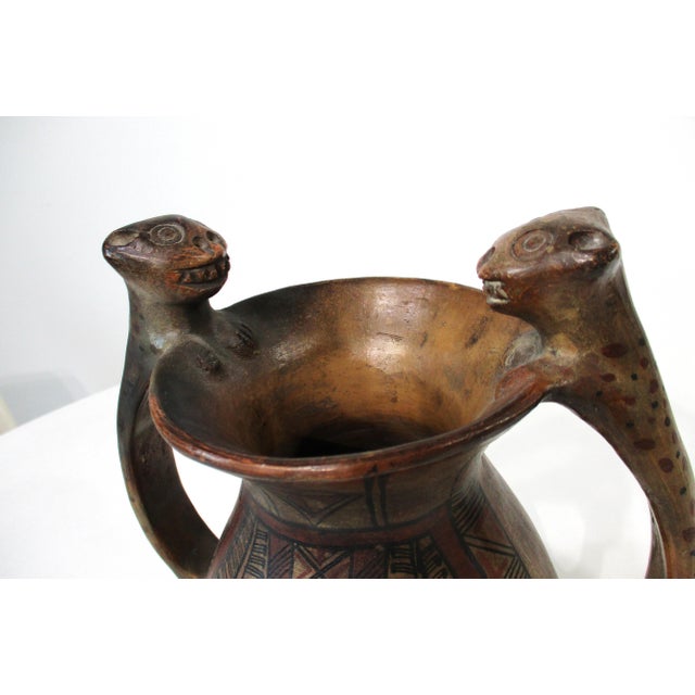 Ceramic Colombian Pottery Cat / Feline Vase For Sale - Image 7 of 13
