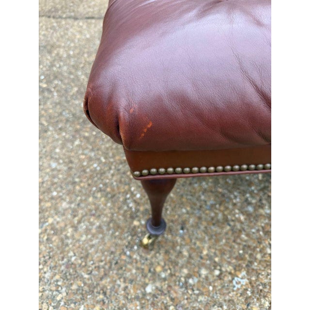 Leather Tufted Ottoman by Charles Stewart For Sale - Image 4 of 8