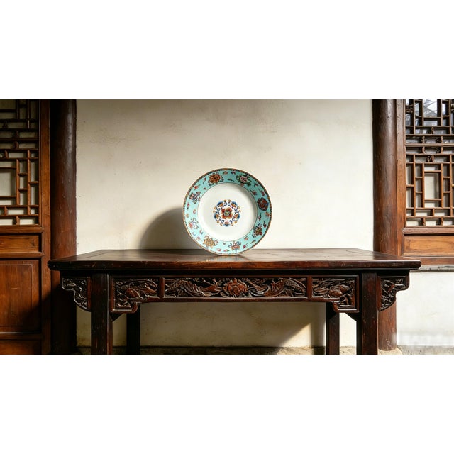 Art Deco Chinese Ceramic Plate,Qianlong Marked Famille Rose Porcelain Plate Hand Painted Eight Treasures Pattern For Sale - Image 3 of 10