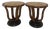 Pair of Italian Art Deco Style Macassar Wood & Burl Round Side Tables For Sale