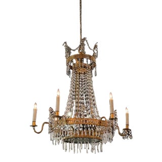 19th Century Swedish Gustavian Crystal Chandelier For Sale