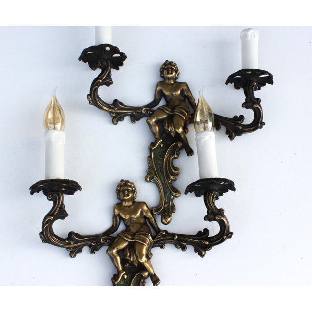 Vintage Baroque Sconces in Brass, 1950s, Set of 2 For Sale - Image 10 of 10