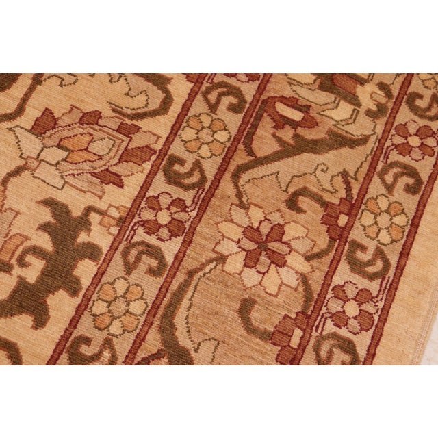 Tan Classic Ziegler Tan Red Hand-Knotted Wool Rug - 8'1'' X 9'11'' For Sale - Image 8 of 8