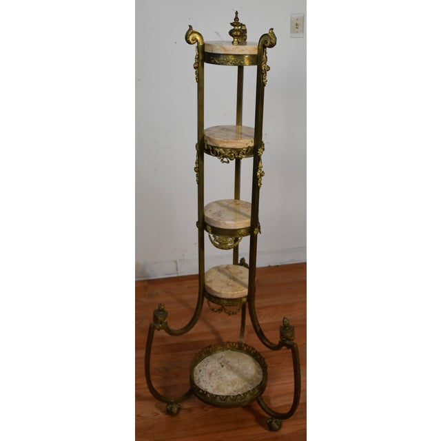 Antique Late 19th French XVI Marble Bronze Étagère / Pedestal Stand 4 Tiers For Sale - Image 12 of 18