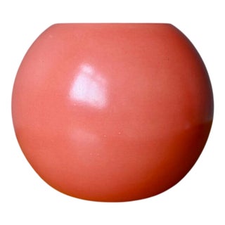 Large Art Deco Orange Ball Vase, Saint Clément For Sale