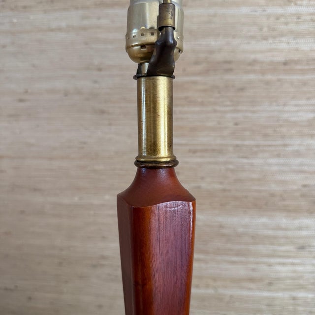 Mid 20th Century Danish Modern Teak and Brass Table Lamp For Sale - Image 4 of 9