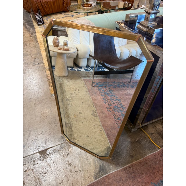 Italian Mid-Century Tapered Brass Wall Mirror, 1970s For Sale - Image 10 of 10