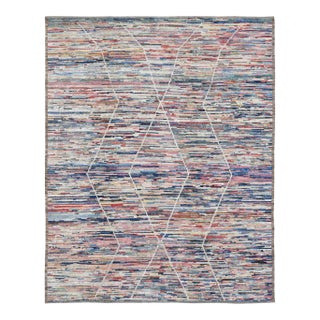Modern Multicolor Handknotted Wool Rug For Sale