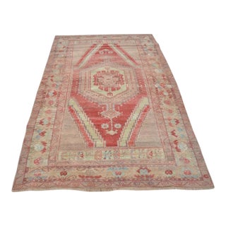 1950s Low Pile Distressed Wool Rug For Sale