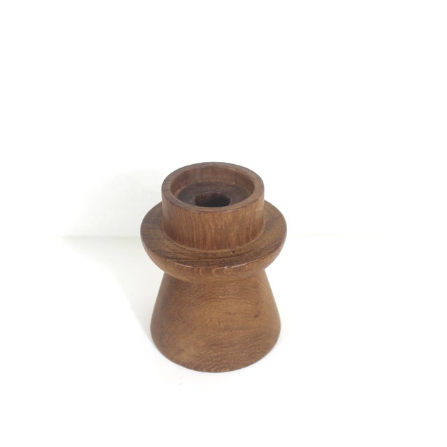 Width: 3.5 inches Height: 4.5 inches About this item Vintage mid century modern candleholder made from Teak wood. This is...