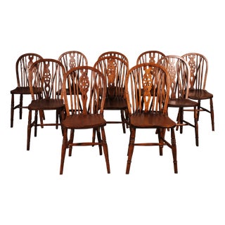 19th Century Windsor Wheelback Chairs, Set of 10 For Sale