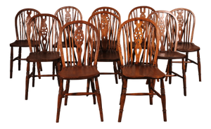 19th Century Windsor Wheelback Chairs, Set of 10