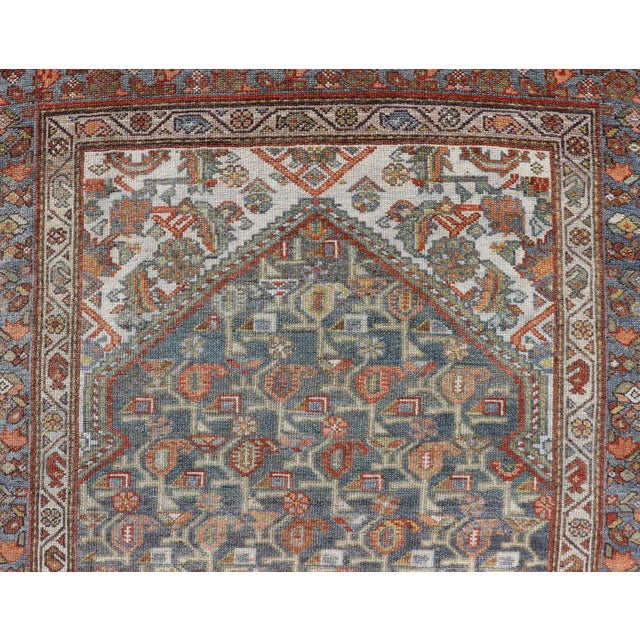 Textile Antique Persian Gallery Kurdish Runner With All-Over Floral Design 4'1" X 17'2" For Sale - Image 7 of 13