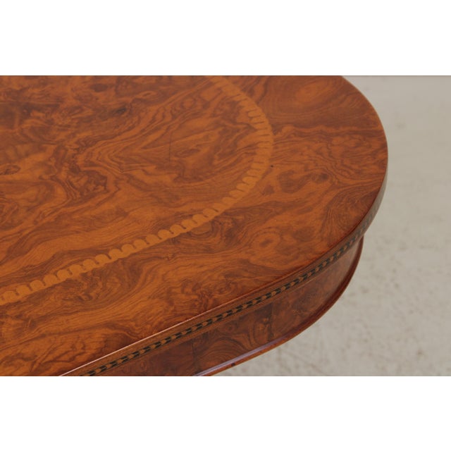 Wood Italian Style Inlaid Pedestal Dining Table For Sale - Image 7 of 18