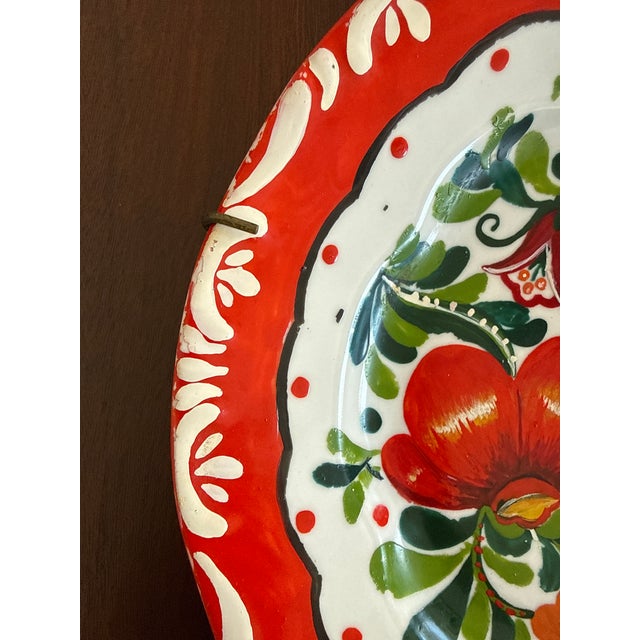 Rustic European Vintage European Folk Art Wall Plate For Sale - Image 3 of 7