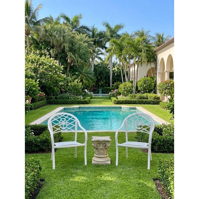 Vintage Palm Beach Regency White Aluminum & Vinyl Strap Armchairs For Sale - Image 9 of 12