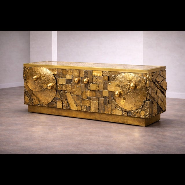 Brown Handcrafted Brass and Bronze Credenza from Justfurnituress SRL For Sale - Image 8 of 9