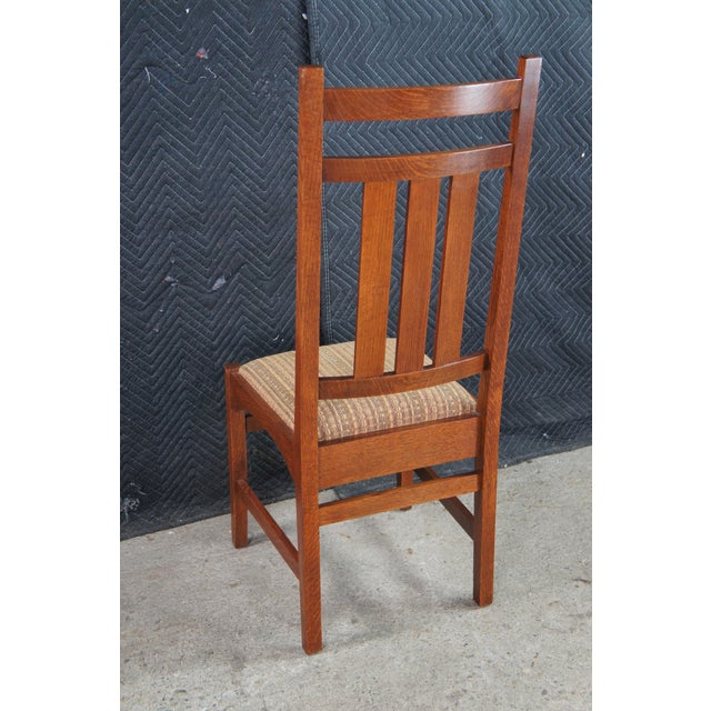 6 Stickley Mission Arts & Crafts Quartersawn Oak Harvey Ellis Dining Chairs For Sale - Image 12 of 15