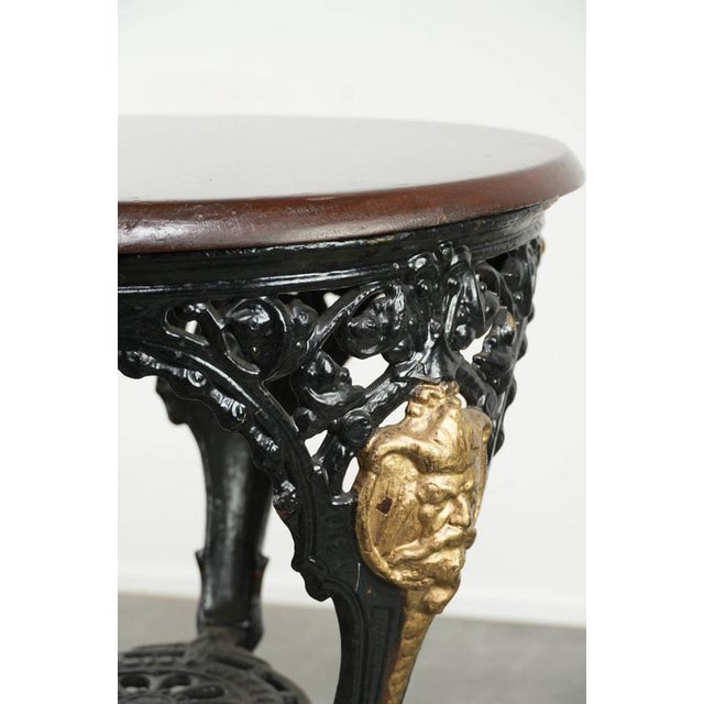 Antique English Bistro Side Table with a Cast Iron Base & Solid Wood Tabletop, Early 20th Century For Sale - Image 5 of 11