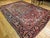 Vintage Persian Heriz Serapi Rug, Hand-Knotted Wool, Geometric Medallion Pattern, Brick-Red & Blue, 9x12 For Sale - Image 4 of 15