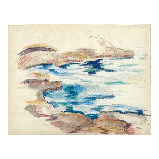 1940s Grace Spongberg Hawaii Blow Hole Drawing For Sale