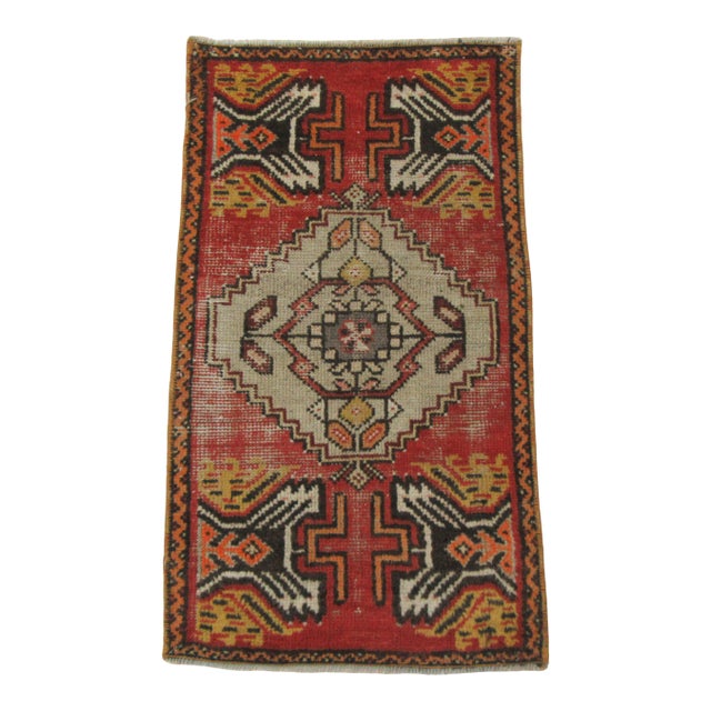 Vintage Turkish Mini Rug For Sale