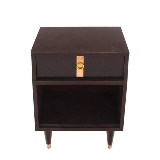 Brown Mid Century Modern Ebonized Nightstands - a Pair For Sale - Image 8 of 10
