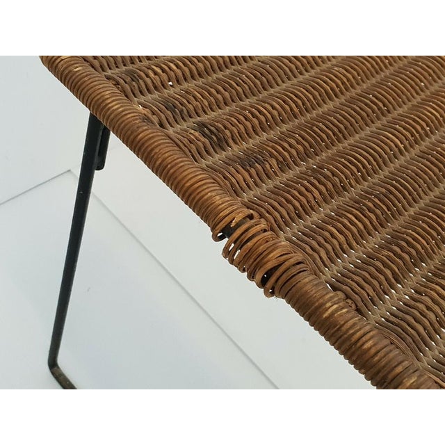Mid-Century Modern Vintage Stool in Rattan and Steel by Raoul Guys for Airborne, 1950s For Sale - Image 3 of 10