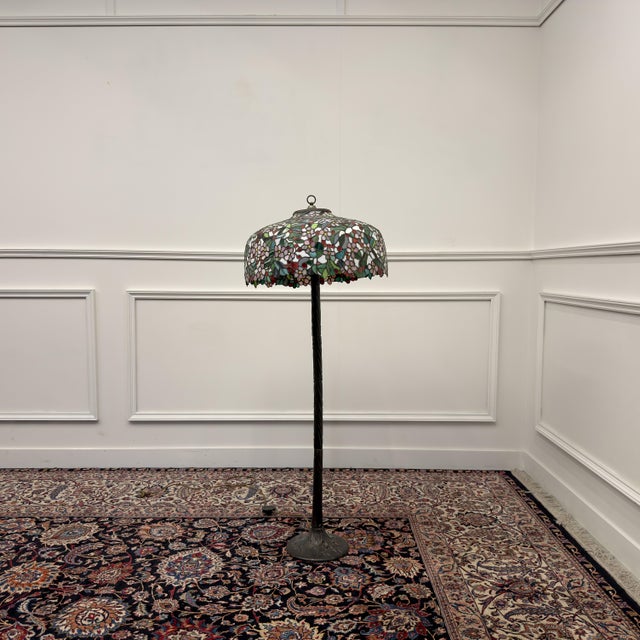 Glass Large Art Deco Floor Lamp in the style of Tiffany For Sale - Image 7 of 7