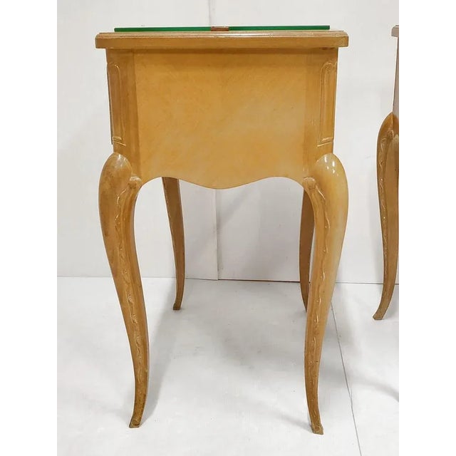 Wood French Varnished Birch Bedside Tables in the style of René Prou, 1940s, Set of 2 For Sale - Image 7 of 13