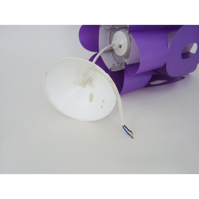 Purple Vintage 6-Sided Pendant Light in Purple and White Plastic, 1970s For Sale - Image 8 of 9