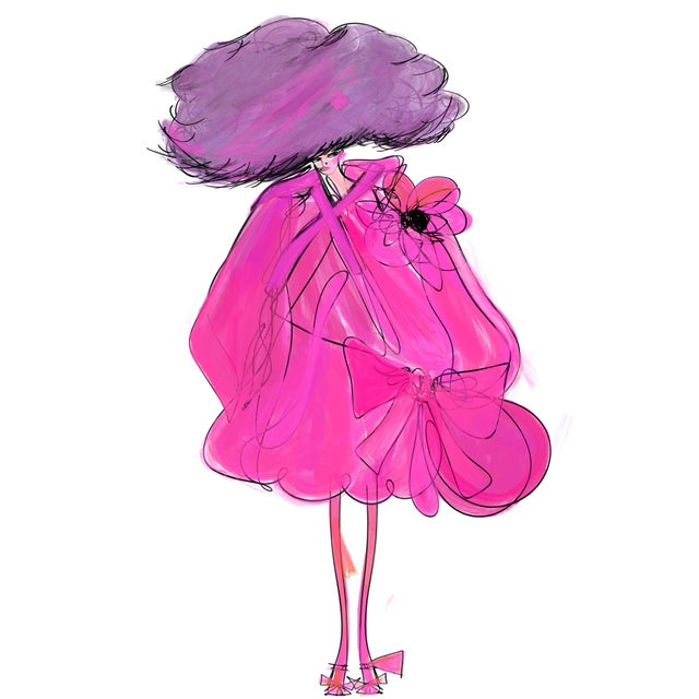 "Vintage Lacroix Couture" Contemporary Original Fashion Figurative Print by Annie Naranian For Sale