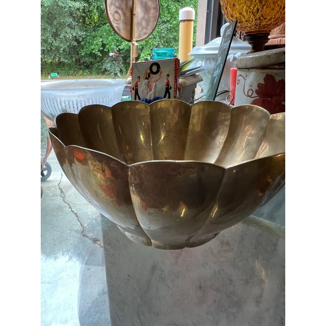 Up for consideration is a beautiful vintage pair of brass Lotus bowl and bamboo rimmed bowl. These would look lovely as a...