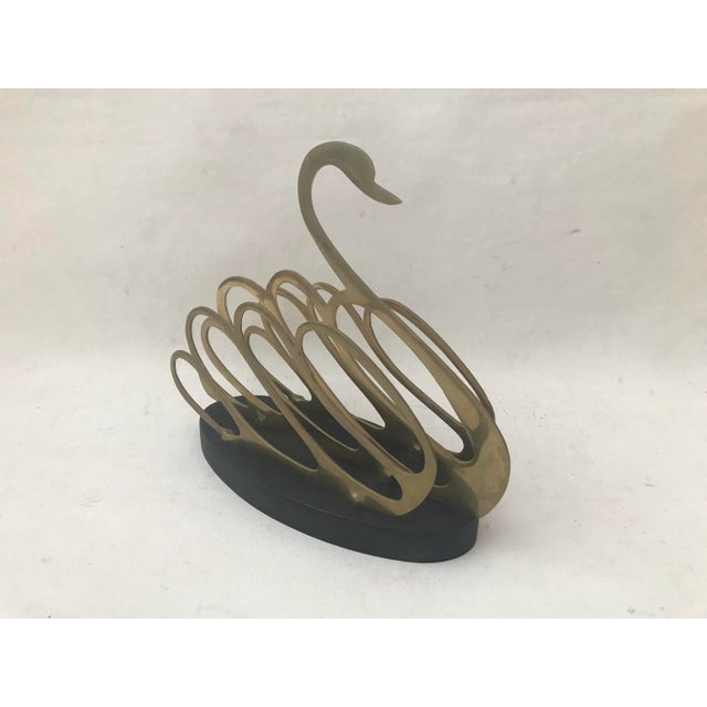 1980s Brass Swan Letter Book Magazine Holder For Sale - Image 5 of 7
