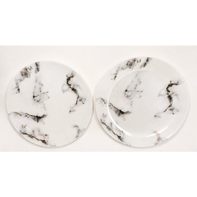 Prouna Marble Venice Fog Fine Bone China Coffee Cups and Plates, Set of 4 For Sale - Image 4 of 6