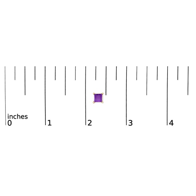 Early 21st Century 14K Yellow Gold 5x5MM Princess Cut Purple Amethyst Solitaire Stud Earrings For Sale - Image 5 of 5