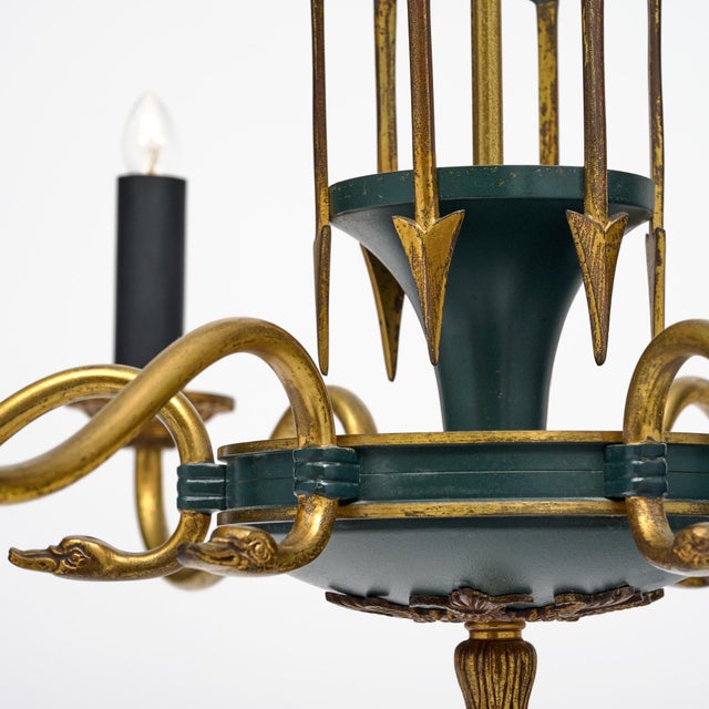 Bronze French Vintage Empire Style Arrow Chandelier For Sale - Image 8 of 9