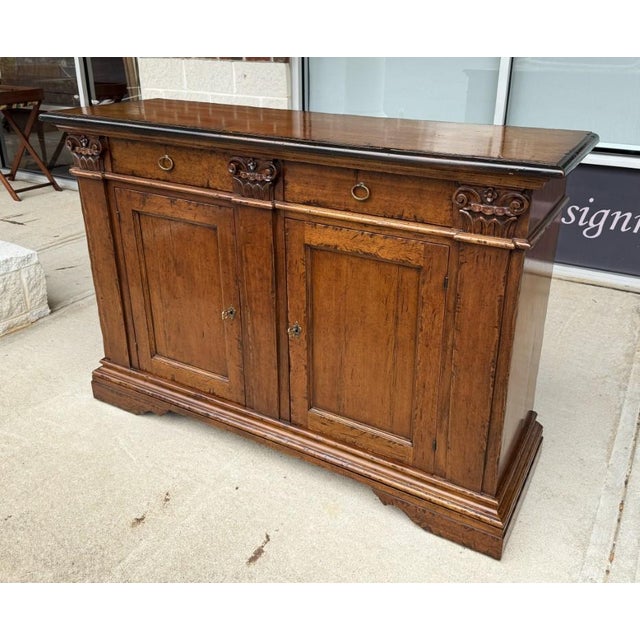 Traditional David Michael Tuscan 58" Wide Walnut Wood Sideboard, Attributed For Sale - Image 3 of 16