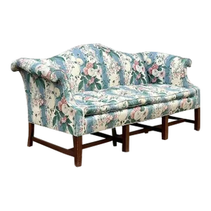 Vintage Boho Waxed Chintz Camelback Sofa