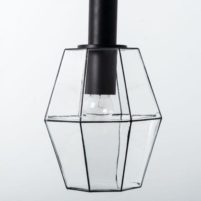 Geometric Iron and Clear Glass Hanging Light from Limburg, 1960 For Sale - Image 9 of 15