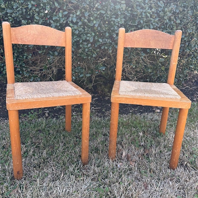 Set of 2 Early 20th Century Solid Wood Rush Seat Dining Chairs For Sale - Image 14 of 14