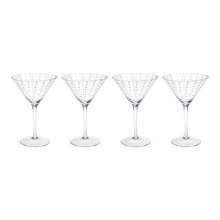 Pescara 4-Piece Set White Dot Martini Glasses, Clear For Sale
