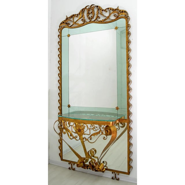 Beautiful, large and majestic entrance mirror with console, sophisticated, elegant, designed by Pier Luigi Colli, Italy,...