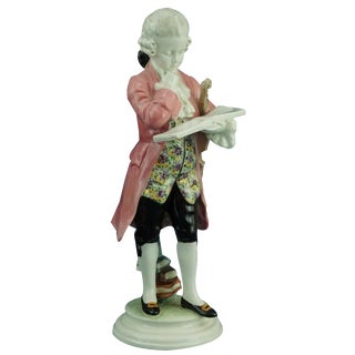 19th Century Art Nouveau Ceramic Sculpture Depicting Wolfgang Amadeus Mozart as a Child by Perigot for Goldscheider, Austria, 1890s For Sale