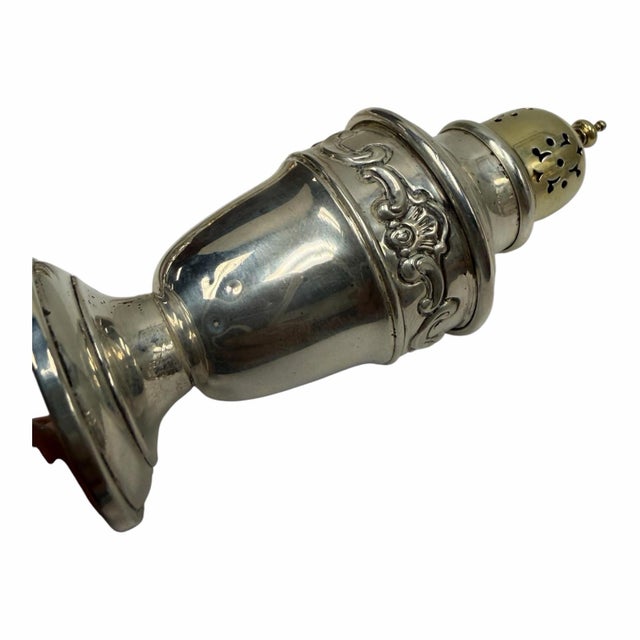 Metal Antique Gorham "Strasbourg" Solid Sterling Silver Salt & Pepper Shakers - Pair For Sale - Image 7 of 7